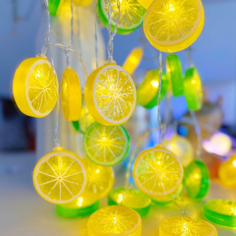 Verano imitación limón lámpara de lámpara al por mayor festivales decoración de fiesta solar cabina decoración de lámparas de colores al aire libre