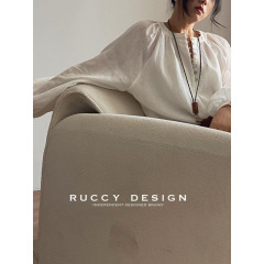 【RUCCY】2025秋新作フレンチスタイルの軽やかで上品な質感のラミー素材を組み合わせたゆったりとしたランタンスリーブシャツ女性用