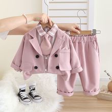 洋气童装儿童韩版潮款春秋季礼服三件套西装宝宝男童秋装套装新款