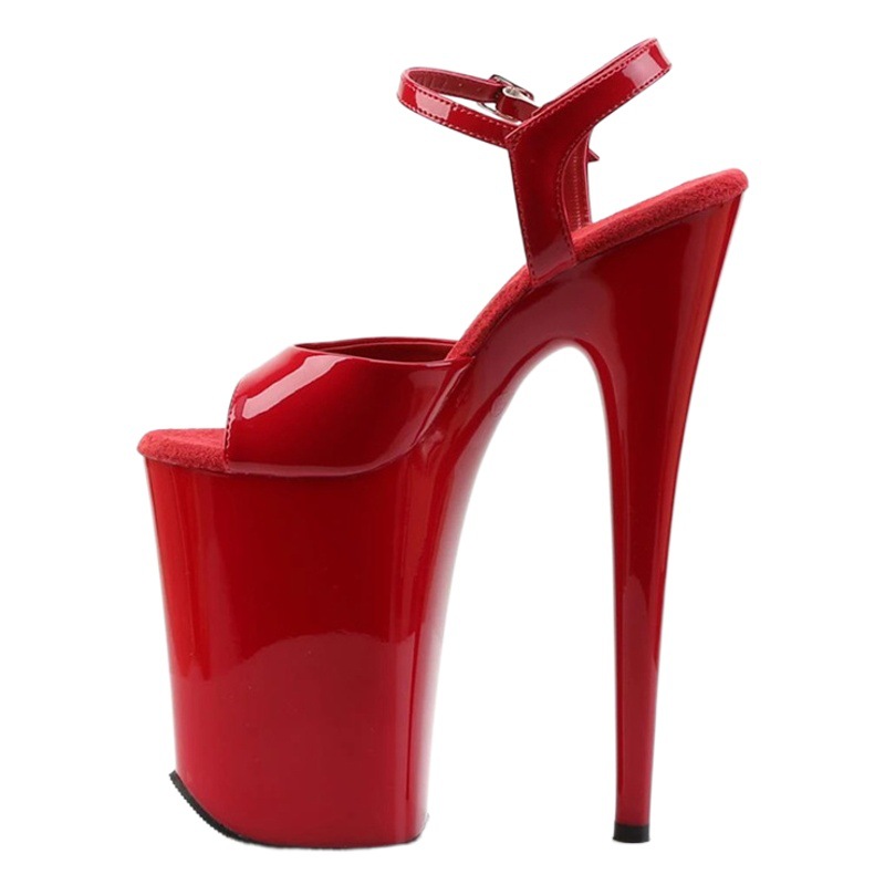 Impermeable plataforma 23cm peep toe negro Correa negro más tamaño moda stiletto talón dulce en stock plataforma moda sandalias