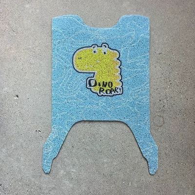 Electric vehicle foot mat pad TDR4255Z silk ring foot - yellow-dinosaur-emma-looking-up-at-ab65