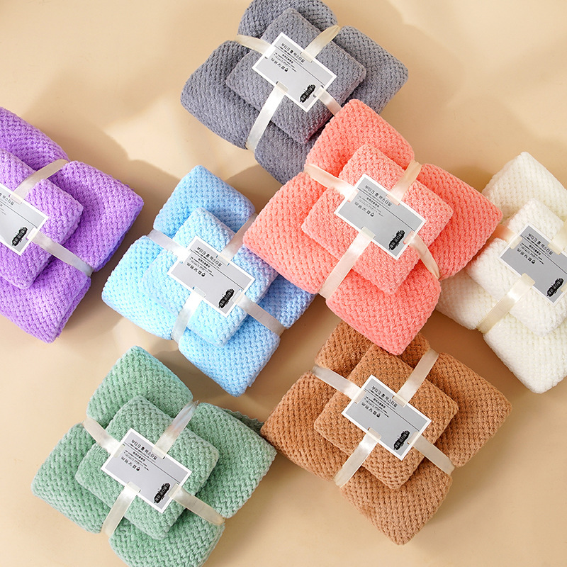 Coral fleece towel bath towel suit two-piece cross-border absorbent baby towel pineapple towel large towel wholesale