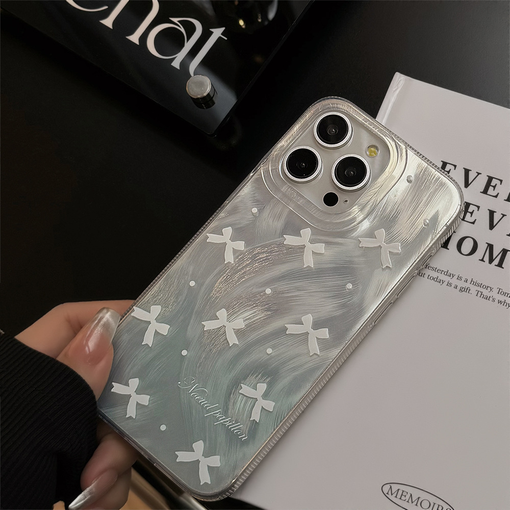 Blue And White Bow Phone Case For Iphone, Protective Cover_voghion.com