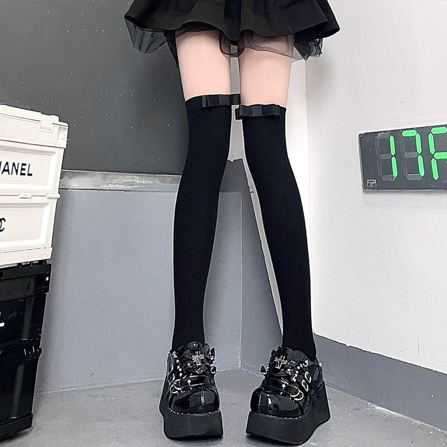 Japanese velvet white summer thin swan, socks with bow, internet celebrity, fitted