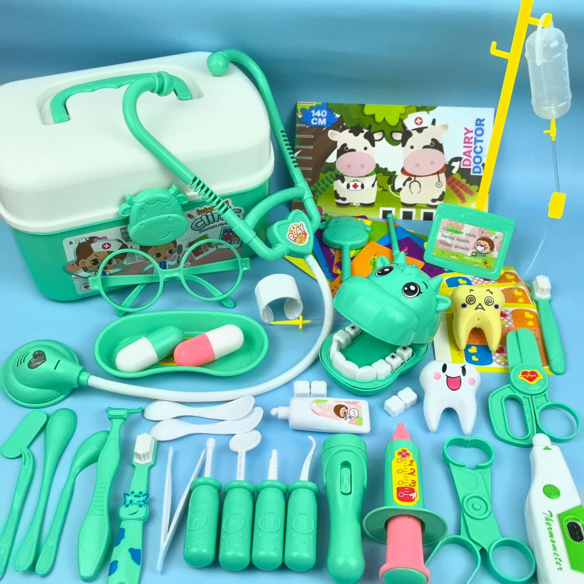 Fabricante directo para niños en casa médico juego de juguetes para niños y niñas simulación de juguetes de inyección estetoscopio caja médica