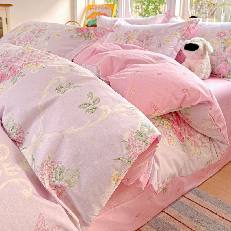 ins caricatura para niños algodón cama de cuatro piezas set 100 sábanas de flor de algodón sábanas