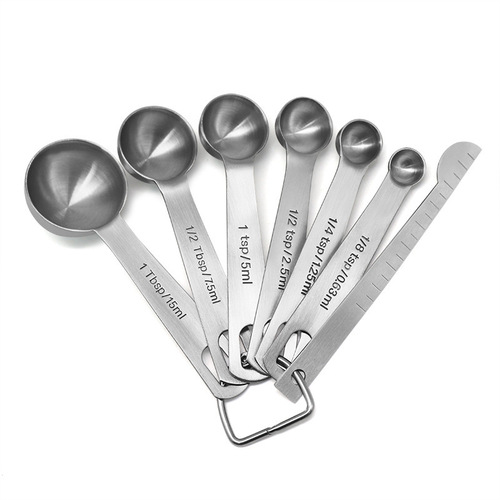 7-Piece Stainless Steel Measuring Spoon Set—Baking Tools with Graduated Measuring Spoons, Multi-Use Seasoning Measuring Cups, 7-Piece Kitchen Set