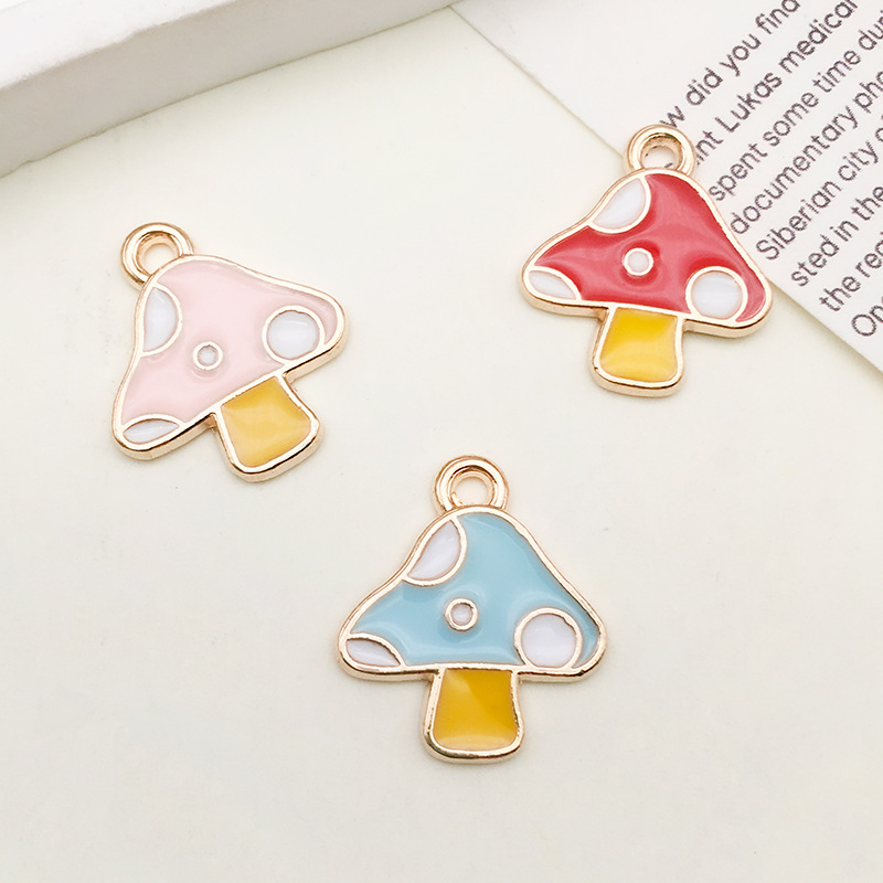 2g Weight Pendant Jewelry Making Type DIY Jewelry Accessories Classification 1 Piece Quantity Alloy Material Mushroom Pattern Enamel, Plating Design Cartoon Style Style 1 Piece Alloy Mushroom Pendant 9