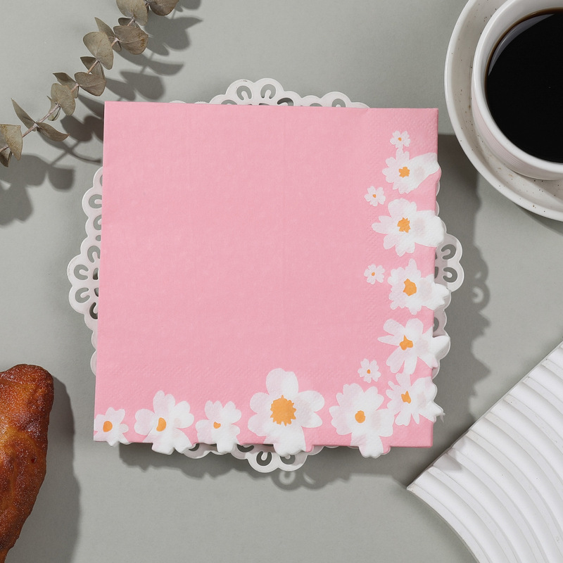 Printed Napkin Daisy Series Party Birthday Party High-class Hotel Restaurant Cross-border Disposable Tissue