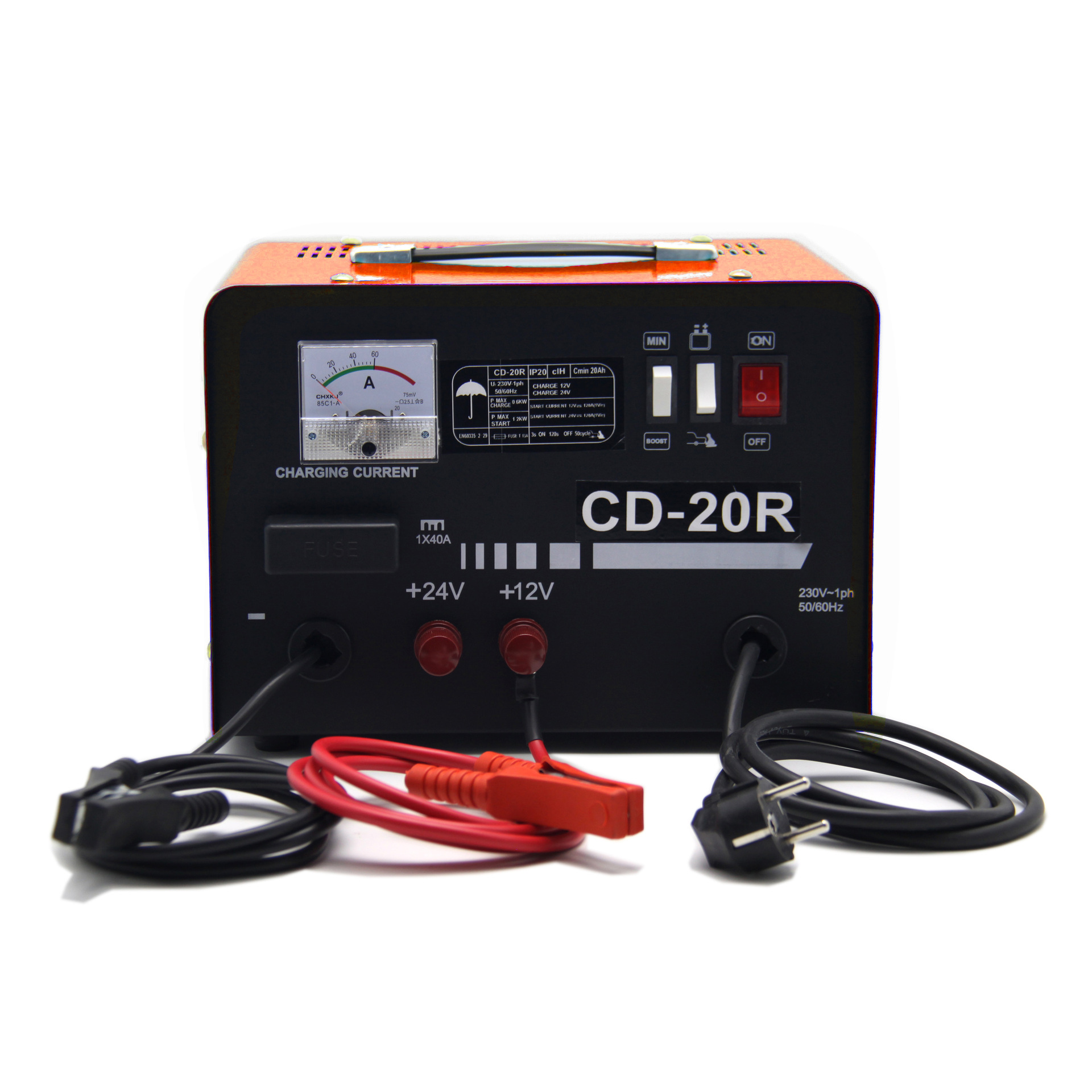 CD-20R铁壳汽车机动车电瓶车卡车充电器24V12V应急启动电源维护