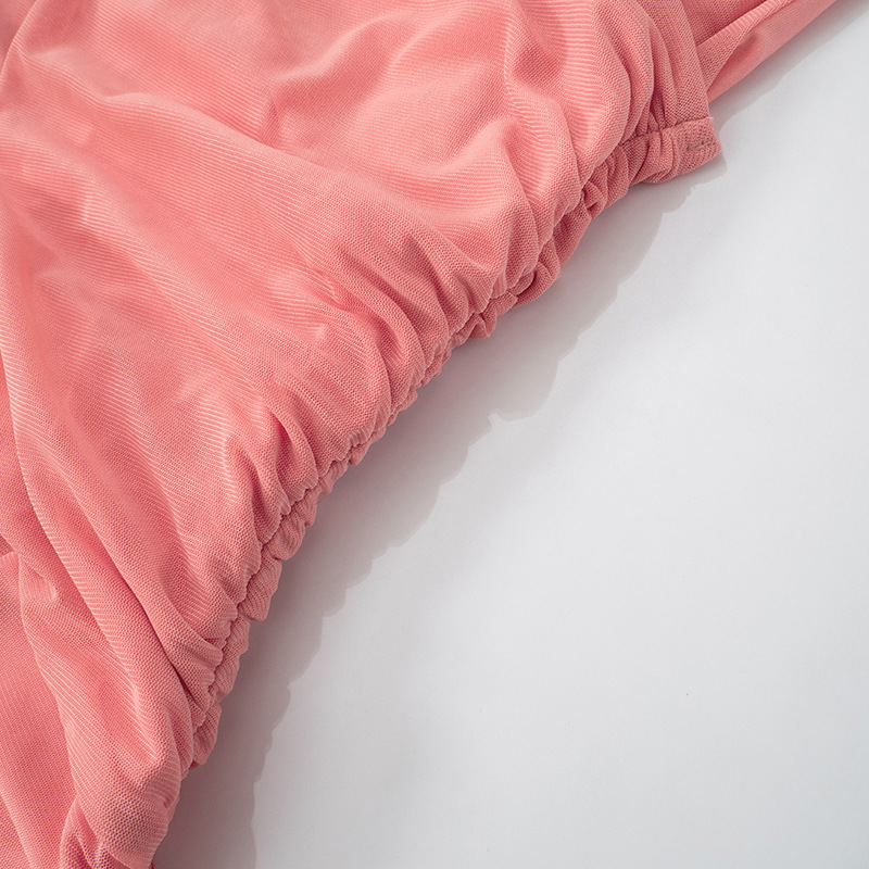 Women Clothing Spring Summer Solid Color Elegant Socialite Pleated Sexy Oblique Shoulder Dress Women