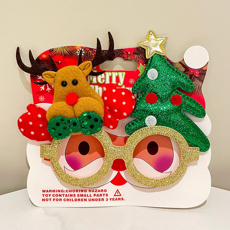 Nuevo marco de gafas de plástico feliz navidad para adultos y niños fiesta de disfraces accesorios de Navidad al por mayor