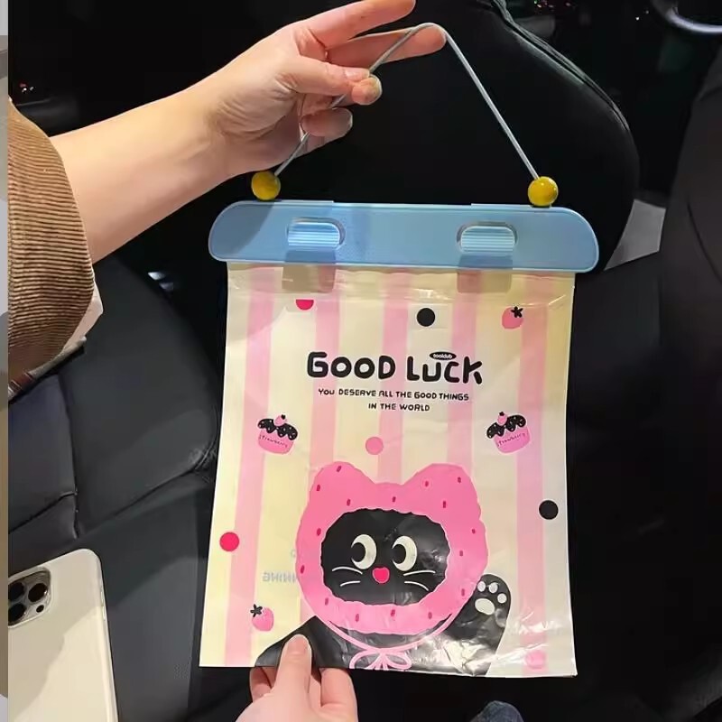 Cartoon Cat Car Trash Bag, Hangable Car Trash Can, Portable Thickened Cleaning Bag, Can Be Used as a Phone Holder Cartoon Cat Car Trash Bag, Hangable Car Trash Can, Portable Thickened Cleaning Bag, Can Be Used as a Phone Holder