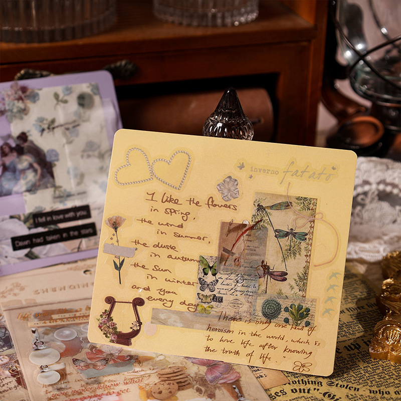 Original [retro nostalgia] pegatinas de cuentas de mano estudiantes adorables pegatinas creativas pet Koo tarjeta paquete de materiales decorativos