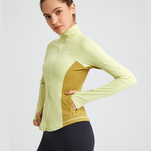 Stand collar sports jacket women's fitness top long-sleeved zipper cardigan elastic quick-drying running yoga clothing autumn and winter