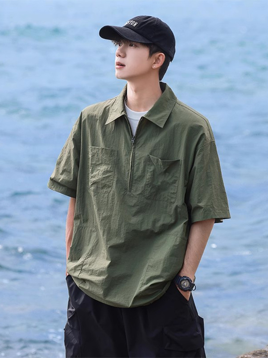 Trend Japanese shirt with zipper