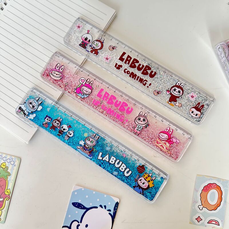 クロスボーダー LABUBU 漫画流砂定規 20 センチメートル学生定規セットラブブ定規試験波線供給|undefined