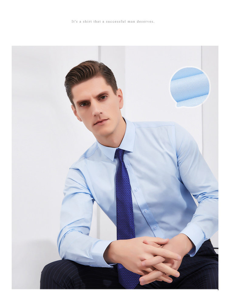 Áo sơ mi nam dài tay công sở cổ vuông, cotton chải kỹ sợi 80 dệt đôi, phong cách doanh nhân — Trắng - Cổ vuông - Dài tay, Trắng - Cổ vuông - Tay ngắn, Xanh nhạt - Cổ vuông - Tay dài, Xanh nhạt - Cổ vuông - Tay ngắn chi tiết 16