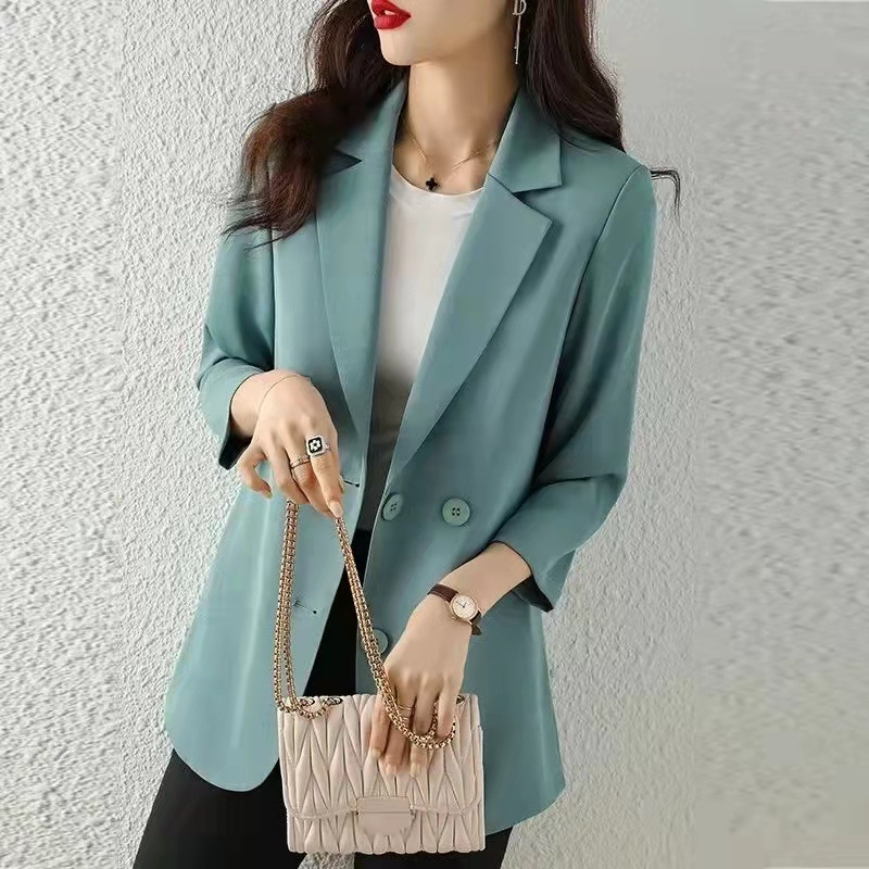 Small suit jacket women's spring and summer short Korean version of loose foreign style seven-point sleeve casual chiffon sunscreen 2023 wholesale