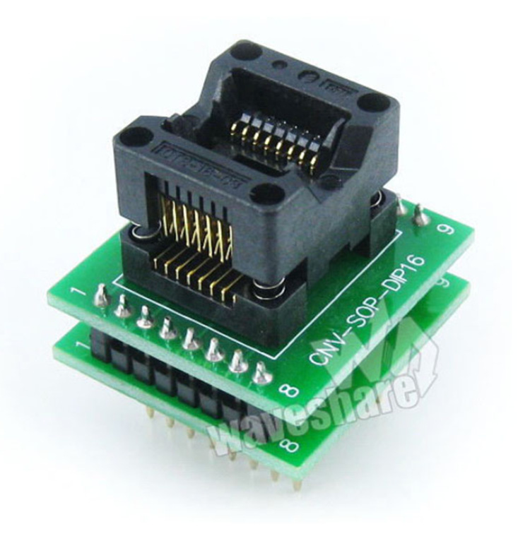 SOP16转DIP16 IC引脚间距1.27mm编程座测试座 OTS-16-1.27-03带板