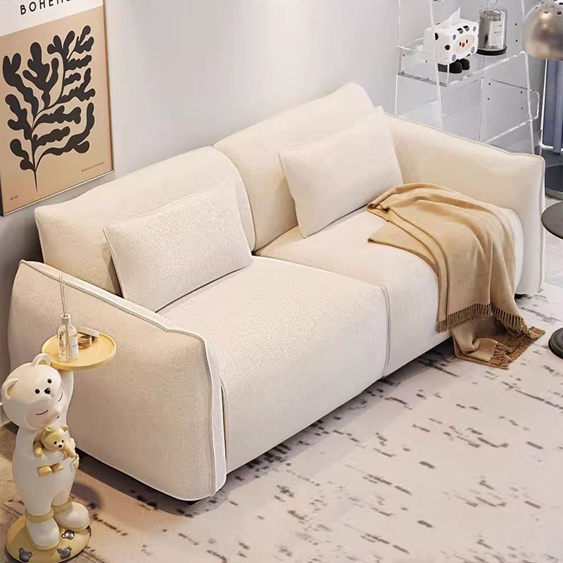 Mid-Century Style Bauhaus Warm Island Sofa Simple Living Room Small Apartment Straight Row Rental House Double or Three-Seater Fabric Sofa