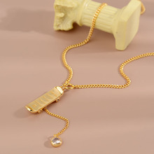 欧美跨境爆款简约情侣款滑板项链女ins风个性金色挂件气质毛衣链