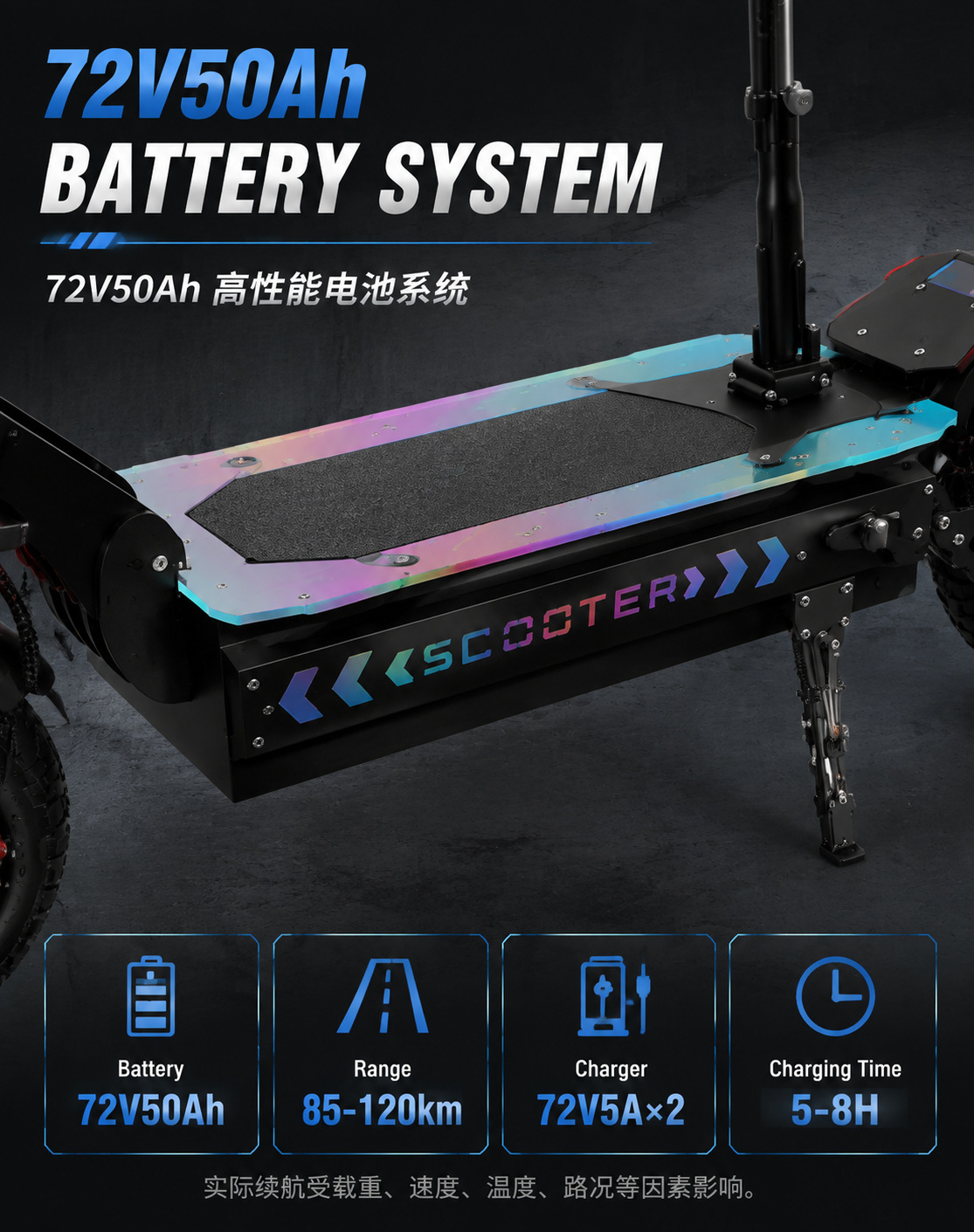 72V Dual Motor Electric Scooter for Adults 5000W×2 High Power 13inch Off-Road Foldable Electric Scooter with Seat