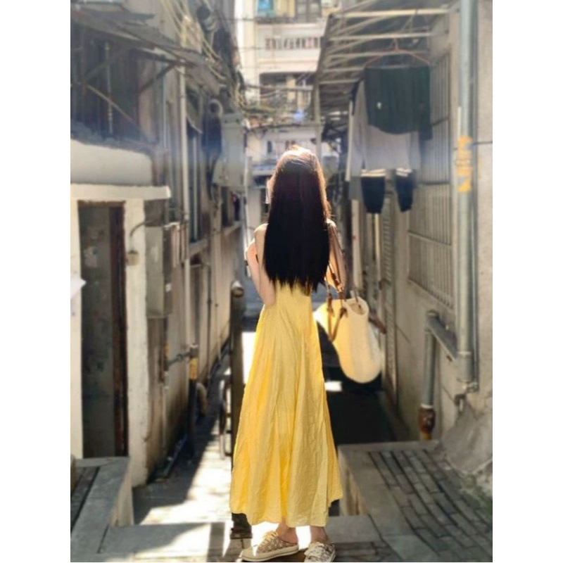 小个子吊带连衣裙女装夏季新款收腰气质长裙海边度假裙子跨境批发|undefined