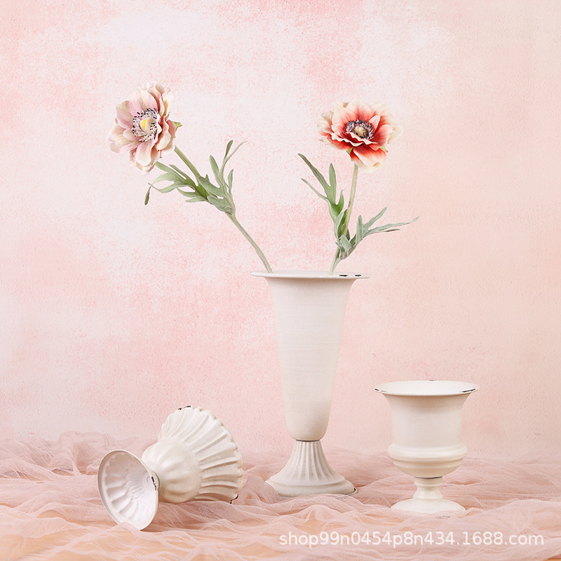 Vintage blanco vintage florero estilo europeo florero boda banquete Hotel decoración del hogar tienda de flores floral