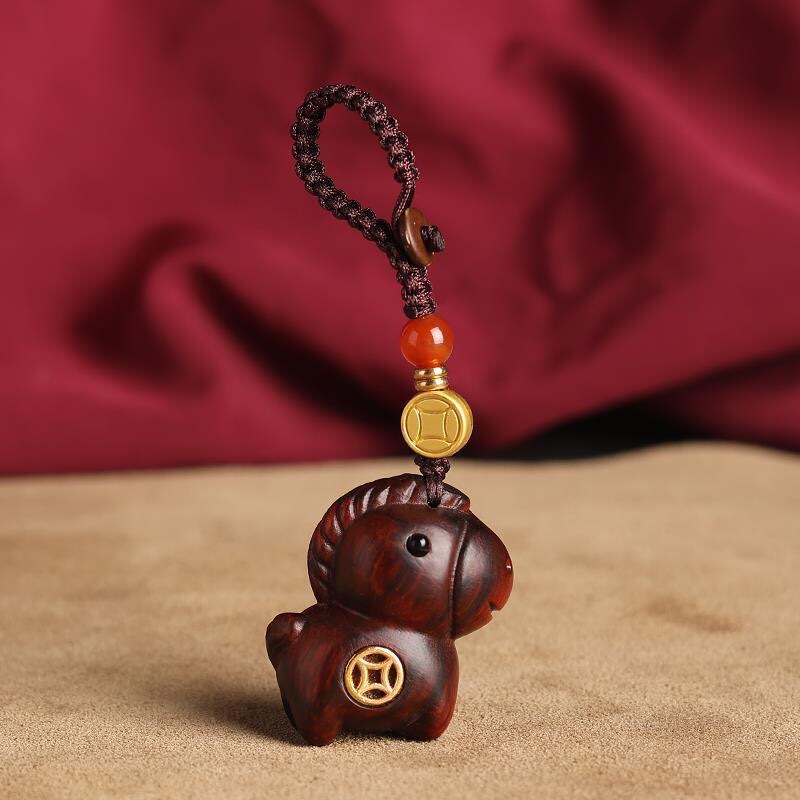 Sandalwood Horse Keychain for Good Fortune, Zodiac Horse Keychain, Mobile Phone Pendant, Bag Charm Wholesale