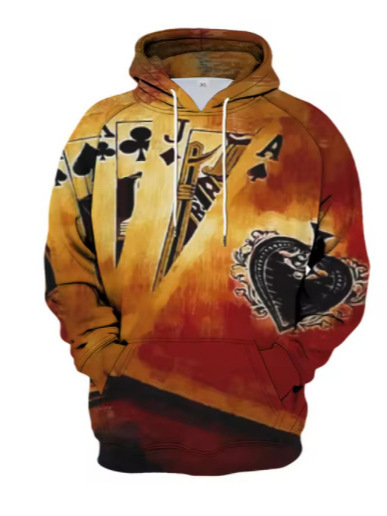 Men's 3D Poker Print Dress Uniform Streetwear Jersey Casual Jacket Spring and Autumn