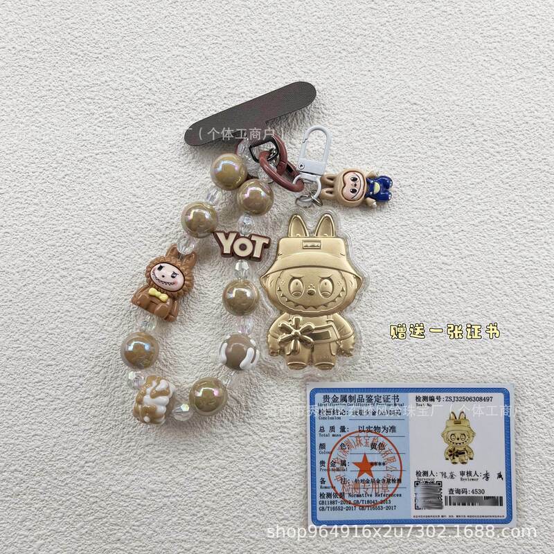 Labubu Peripheral Keychain Gold Bag Pendant Pure Gold 999 Gift Object Pendant Shuibeili Live Wholesale