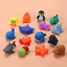 批发儿童海洋仿真发声小动物宝宝洗澡戏水搪胶捏捏叫卡通软胶玩具