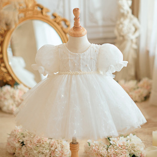 One-year-old baby girl dress grabs week birthday children's high-end flower girl princess dress host little girl summer western style