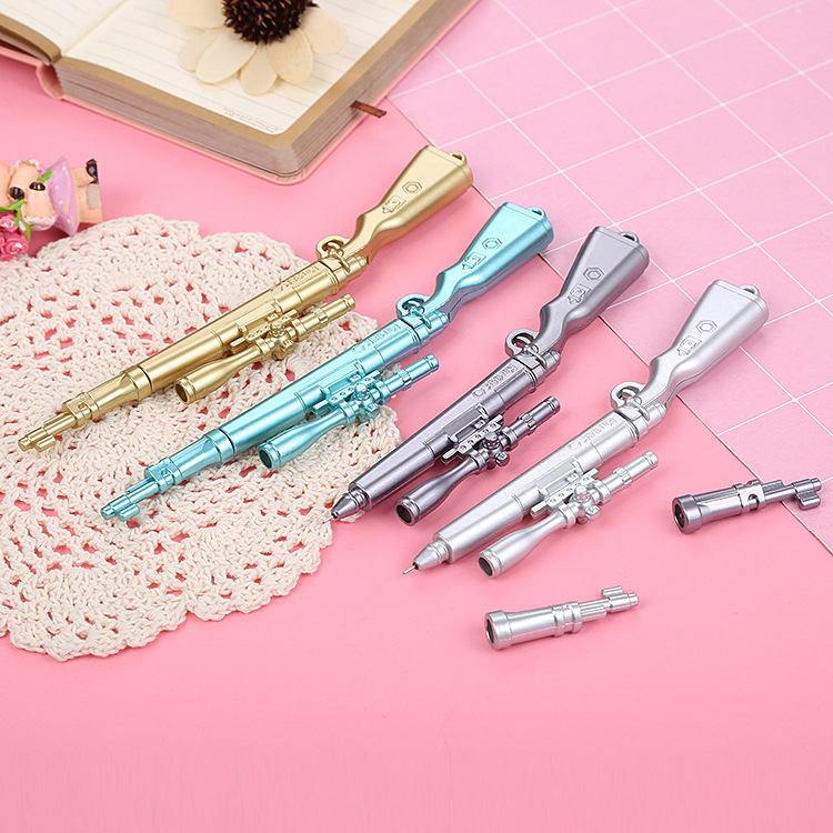 Pluma de góner de rifle creativo Pluma a base de agua negra coreana Papelería de aprendizaje lindo Material de oficina Bolígrafo personalizado
