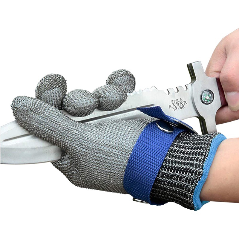 Guantes metálicos de acero inoxidable 316 para el sacrificio de peces, resistentes a cortes de alambre de acero puro, grado 9, venta al por mayor.