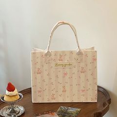 原创少女心醉花小兔礼品袋收纳袋毛毡包高颜值手提袋大号手拎袋