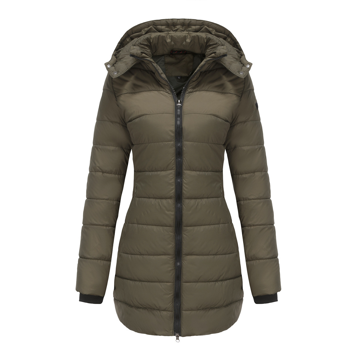 Abrigo de invierno para mujer con capucha extraíble parka impermeable_voghion.com