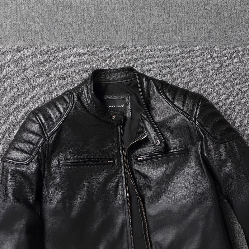 新款捡漏重磅头层牛皮皮衣男立领机车服青年春秋大码夹克|undefined