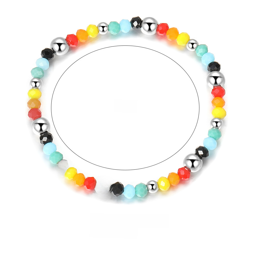 New Rainbow smiley face Bear love beaded bracelet ins niche design beads bracelet _voghion.com