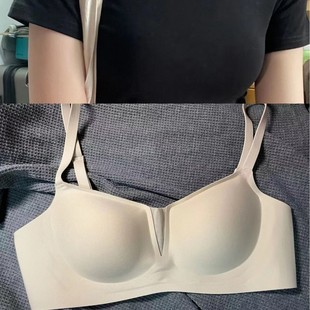 Hepburn Niche Underwear Women's Big Chest Showing Small Chest Gathering Seamless Thin Small Square Neck Sexy Girls' Bra without Rings