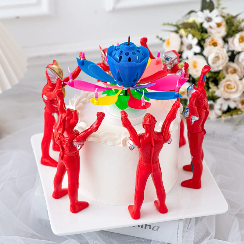 Украшения для торта на день рождения мальчика, верьте в свет, ретро лампа в виде лотоса, вращающаяся свеча в виде лотоса