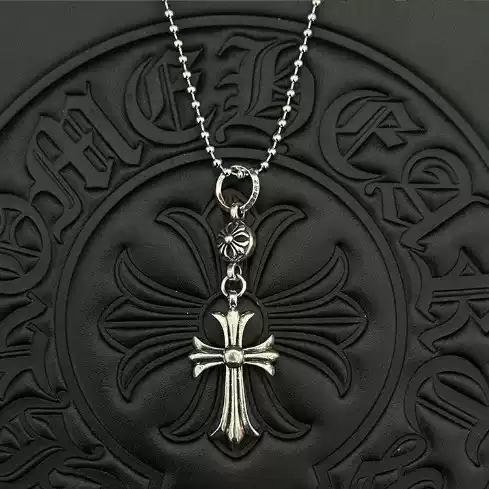 European and American Retro Crow Heart Necklace for Men and Women, Couple Cross Pendant, Versatile Clavicle Chain, Wholesale Live Broadcast Cross-Border
