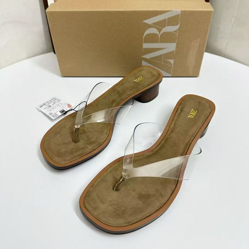 ZA 2026 Summer New French Style Transparent PVC Open-Toe High Heel Sandals, Elegant and Relaxed Flip-Flops with Chunky Heels for Women ZA 2026 Summer New French Style Transparent PVC Open-Toe High Heel Sandals, Elegant and Relaxed Flip-Flops with Chunky Heels for Women