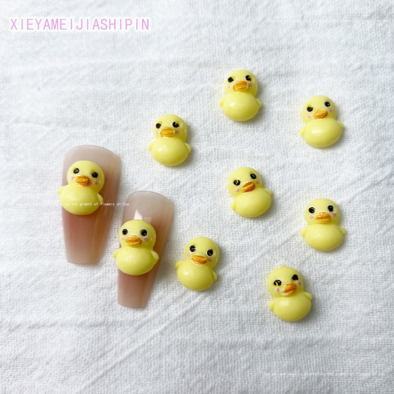 New nail cartoon jewelry simulation three-dimensional little duck nail jewelry online celebrity little yellow duck nail patch wholesale