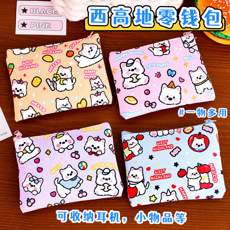 Cartoon West Highland Coin Purse for Students, High-Looking Portable Coin Bag, Mini Key Storage Coin Purse, Small Gift