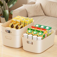 桌面收纳盒化妆品杂物零食玩具整理篮长方形储物筐置物盒收纳箱子