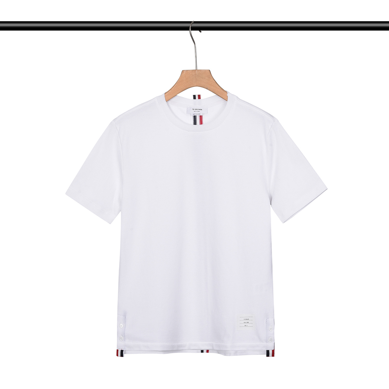 Browin tbのリボンは赤と白と青のストライプの半袖の男女の同じタイプのtシャツのカップルの金を代行します。