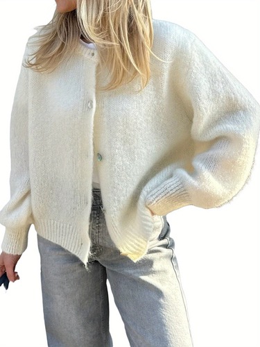 Women Plus Size Button Up Sweaters Casual Lightweight Solid