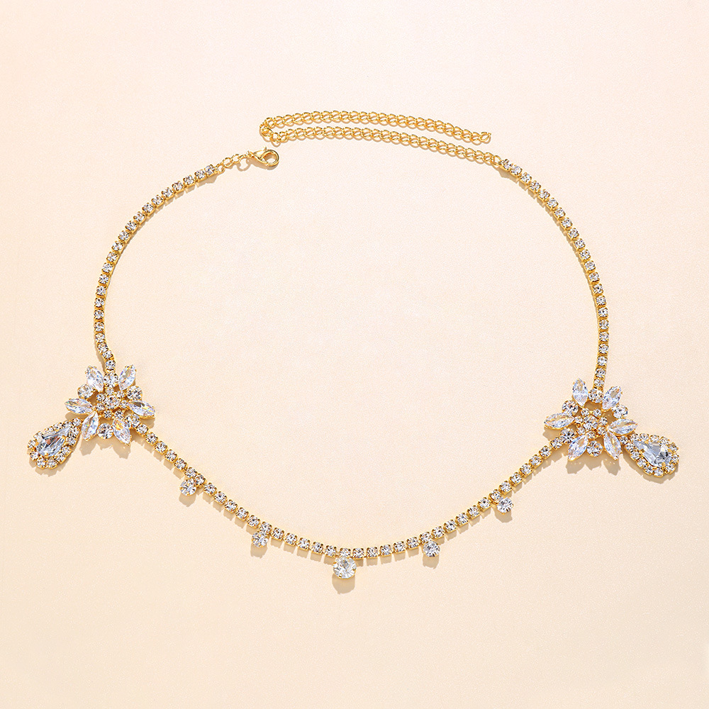 Europeo y americano caliente-venta transfronteriza completo diamante gota colgante cadena del pelo elegante brillante nupcial ZIRCON accesorios para el cabello cadena del pelo